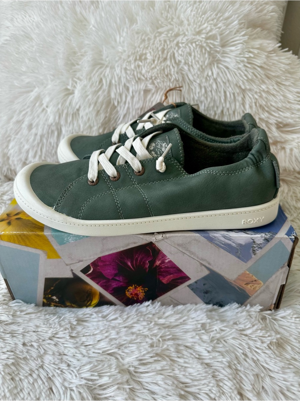 ROXY Bayshore Plus LX Green Lace Up Sneakers Shoes NWT Women’s Size 9.5 - Picture 2 of 12